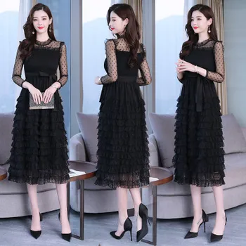 

Lace Mesh Patchwork Kids Girls Dress See Through Children Wedding Party Dress Sexy Elegant Teenager Girls Midi Long Cake Dresses