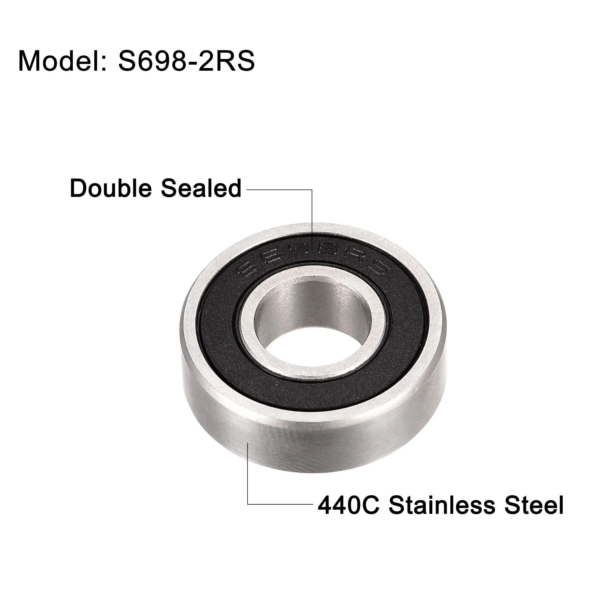 Ball bearings 4pcs Uxcell S698-2RS stainless steel 8x19x6mm double sealed