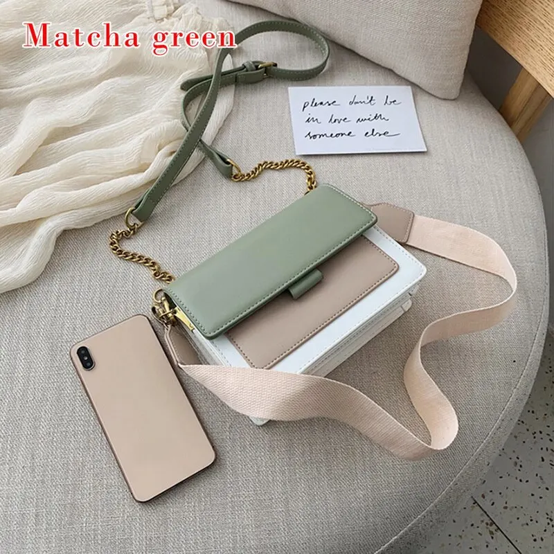 green1 WENYUJH, кожаные сумки через плечо контрастного цвета для женщин,, дорожная сумка, сумка через плечо, сумка-мессенджер, женские сумки через плечо - Цвет: green1