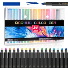 Stylos marqueurs de peinture acrylique 21/25 couleurs, stylo Permanent, peinture artistique pour verre de roche en céramique, tasse en métal, porcelaine, toile de tissu en bois