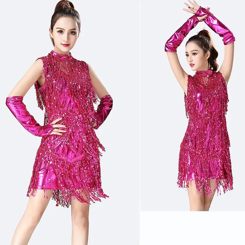 Rose Red Новое платье для латинских танцев, женские платья для латинских соревнований, сексуальные платья для сальсы/бальных танцев/Танго/ча/Румба/Самба/латинские танцевальные платья - Цвет: Rose Red