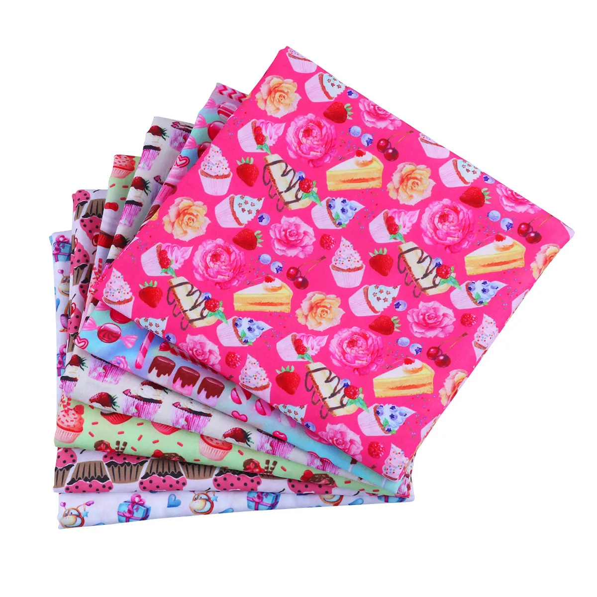 

50*140CM cake pattern Polyester cotton Fabric Patchwor Printed for Tissue Kids Home Textile for Sewing Doll Dress Curtain