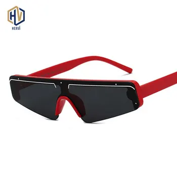 

Fashion Flat Top Half Frame Sunglasses Women Retro Stripe Men Shades rimless Sun Glasses UV Protection