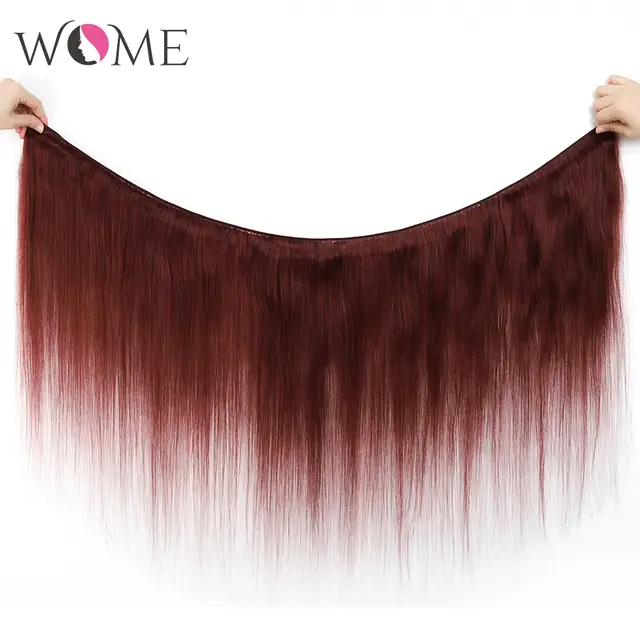 Online Shop Wome Burgundy Bundles With Closure Red Wine Color 4