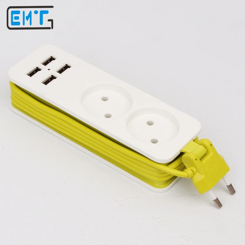 

Univeral Portable Power Strip European Plug with 4 USB Port QC2.2 Interface Extension Socket Plug with Universal European