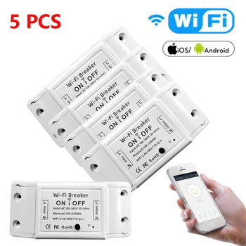 

5Pcs Wifi Smart Switch Universal for Smart Home Wif Switch Automation Module Timer DIY Remote Controller
