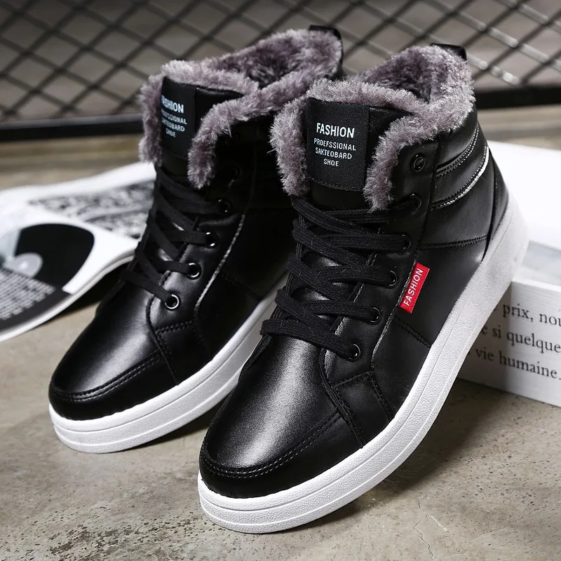 

Men Pu Leather Lace-up Men Shoes High Quality Men Vintage British Military Boots Autumn Winter Plus Size 2019