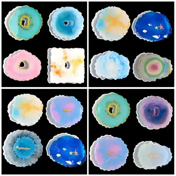 

4Pcs Large Irregular Wave Round Coaster Mold Cup Mat Silicone Resin Mold Epoxy Resin Cement Casting Jewelry Making Tools
