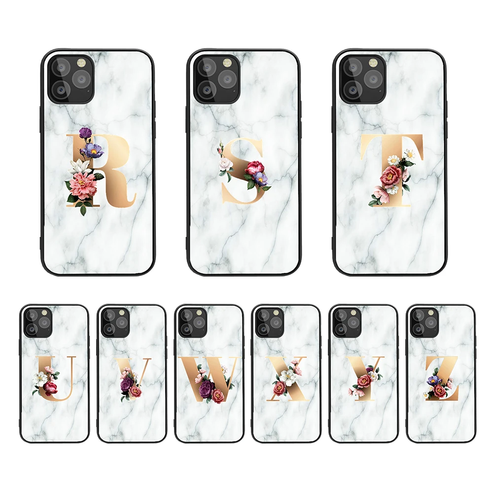 

Custom name Letter Monogram Marble crown Phone Case For iPhone 11 pro Xs Max Apple 5S 6 6S 7 8 Plus X XS XR Cover