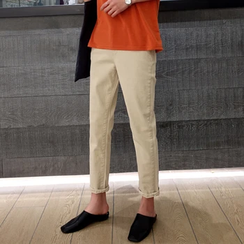 

ZCWXM 2020 Autumn Winter Women Jeans Casual Loose Korean Style High Waist Pants Ladies Ankle-Length Vintage Denim