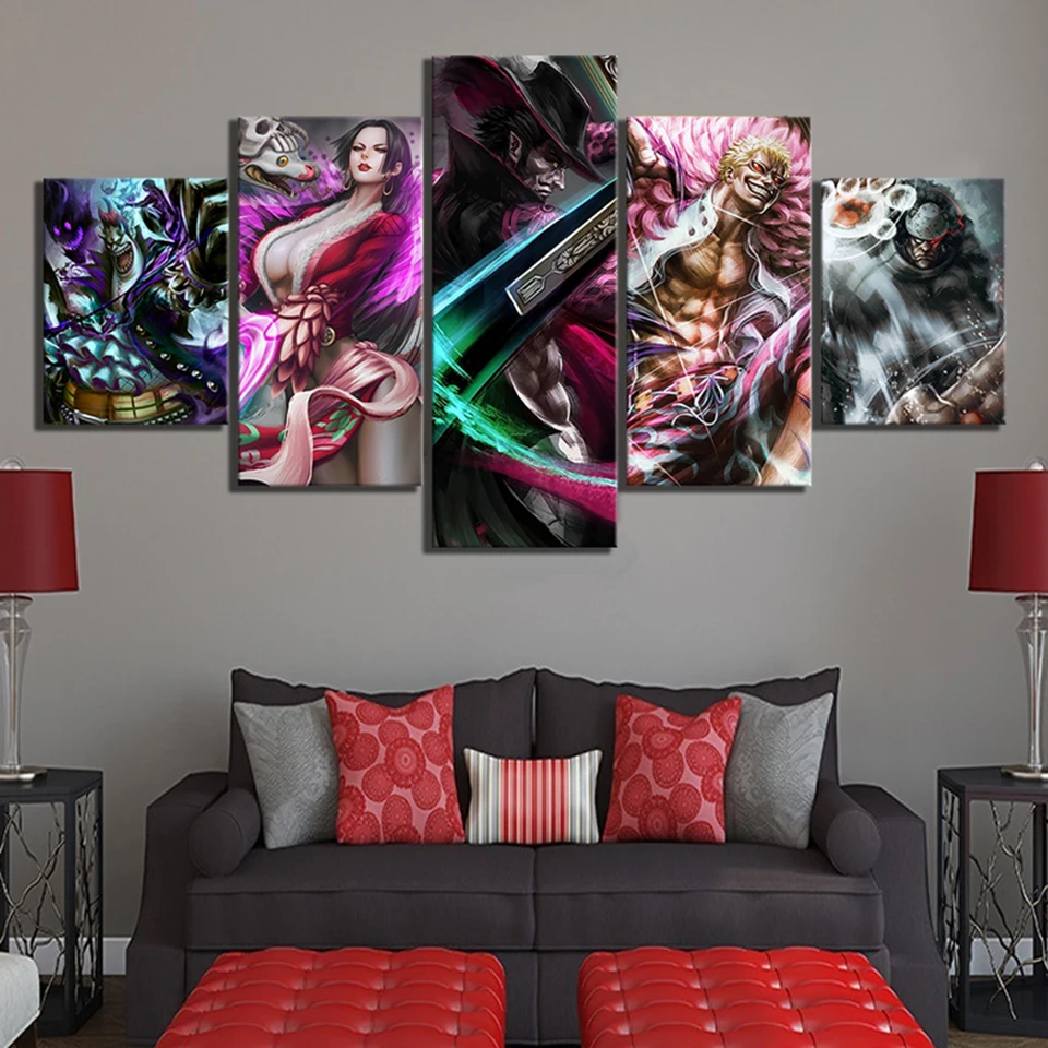 

Home Decoration 5 Panel Pictures One Pieces Japan Anime Role Canvas Painting Wall Art Print Modular Poster Living Room Framework