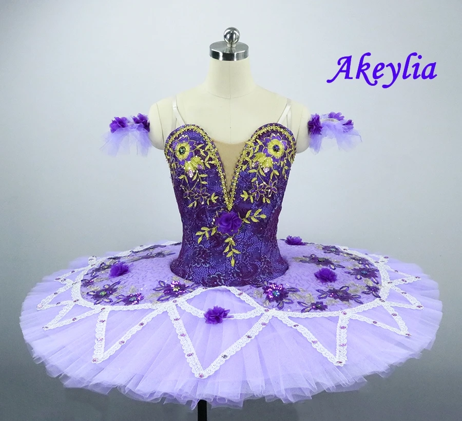 

lilac fairy tutu sleepint beauty professional tutu women purple pancake platter classical performance ballet costume girls