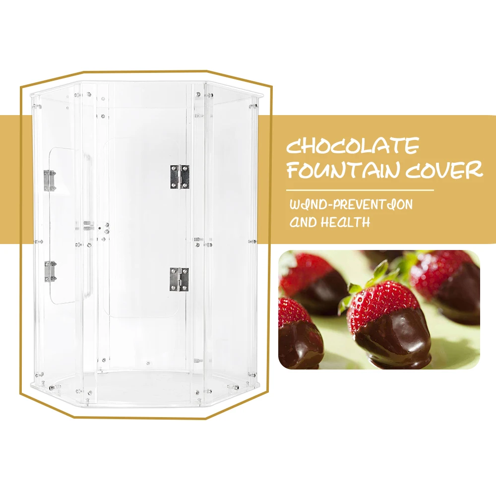 GZZT Cover for Chocolate Fountain Machine 4/5/6/7 Tiers Acrylic PVC Cover Protective Cover Wind Proof Dust Proof in Party Buffet