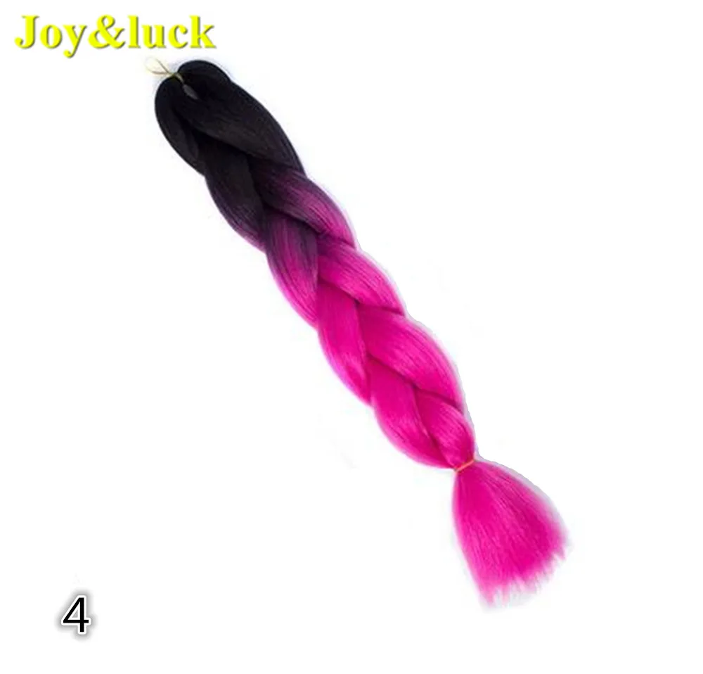 Joy&luck модные 24 дюймовые длинные огромные косички, синтетические плетеные волосы, вязанные крючком, блонд, розовый, голубой цвет, накладные волосы - Цвет: 4