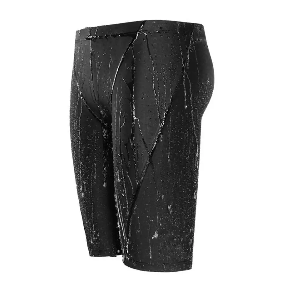 

HiMISS Men Middle Length Swimming Trunks + Professional Swimming Cap Large Size Bathing Suit boxer shorts adult