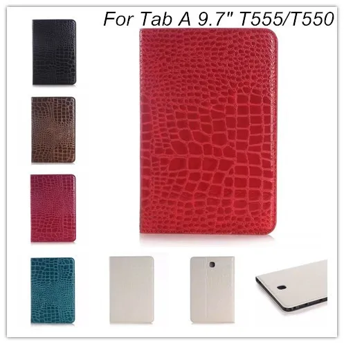 

Case For Samsung Galaxy Tab A 9.7 "T555 T550 Case Fashion Luxury Crocodile Wallet PU Leather Tablet Cover +1pcs Film