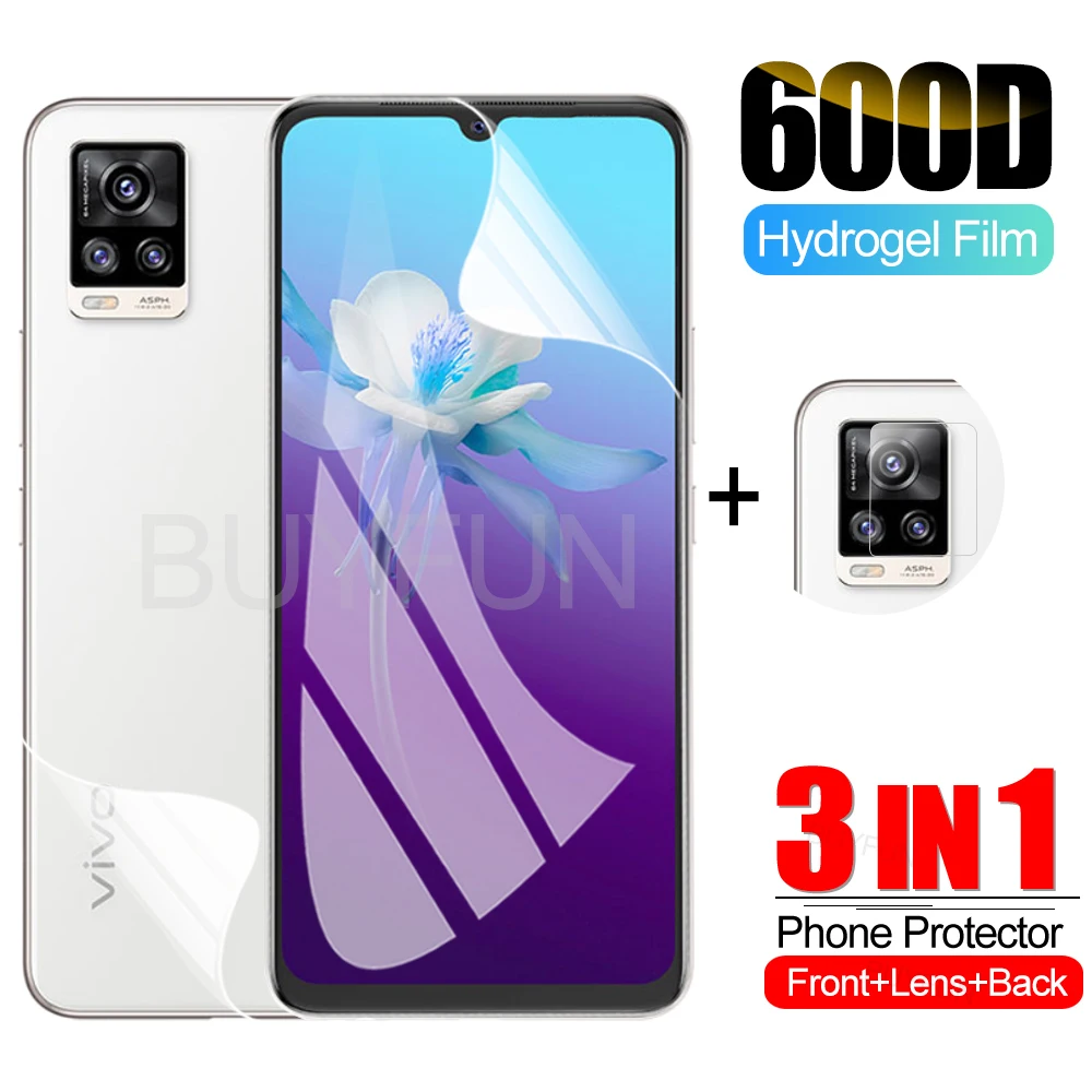 Protective 3in1 Hydrogel Film For Vivo V20 Se Screen Protector Camera Lens Glass For Vivo Y20