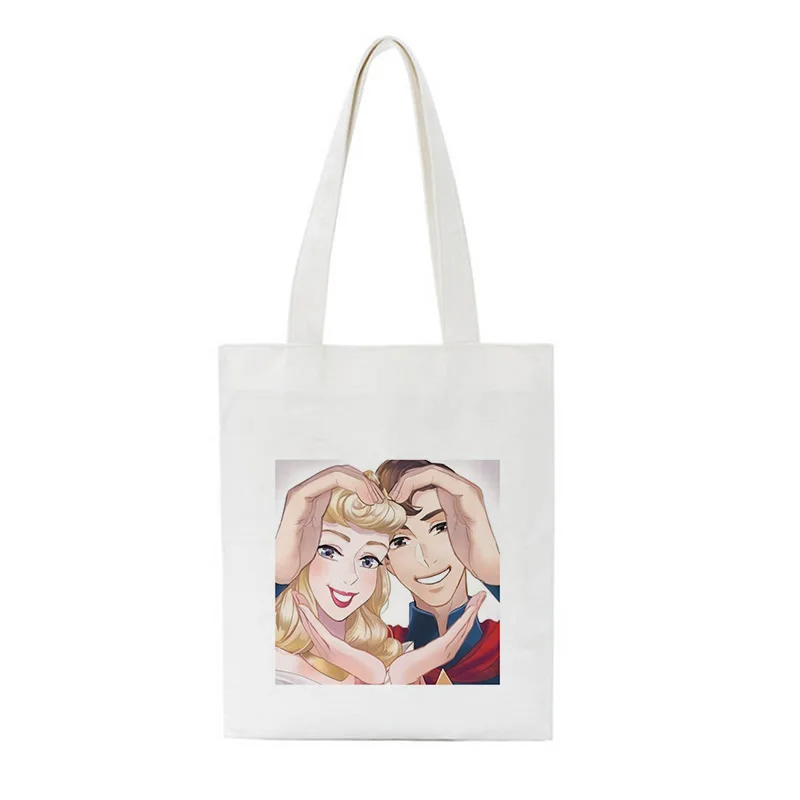 New Fashion Trend Beauty With Wild Beast Beauty Love Print Shoulder Canvas Bags Harajuku Casual Large Capacity Handbag Women Bag