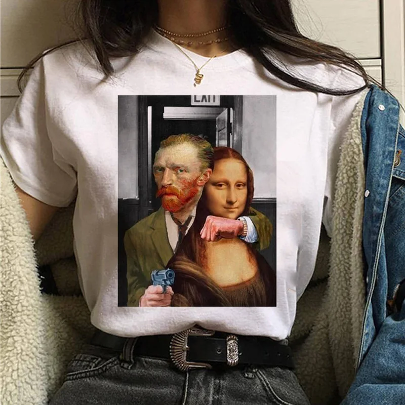 Mona lisa Футболка Harajuku Женская 90s забавная Винтажная Футболка Ullzang с графическим рисунком футболка корейский стиль футболки женские эстетические
