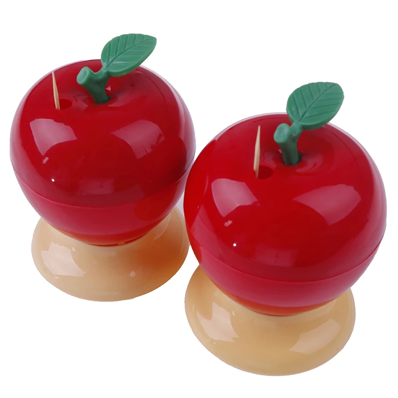 1PCS Fruit Apple Shape Toothpick Holder Plastic Toothpick Box Automatic Press Type Home Decoration