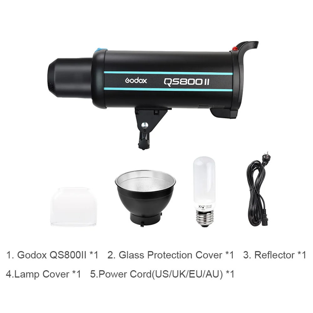 Профессиональный студийный стробоскоп Godox QS800II 800 Вт GN90 со встроенным 2,4G беспроводным передатчиком X system X1T обеспечивает творческую съемку
