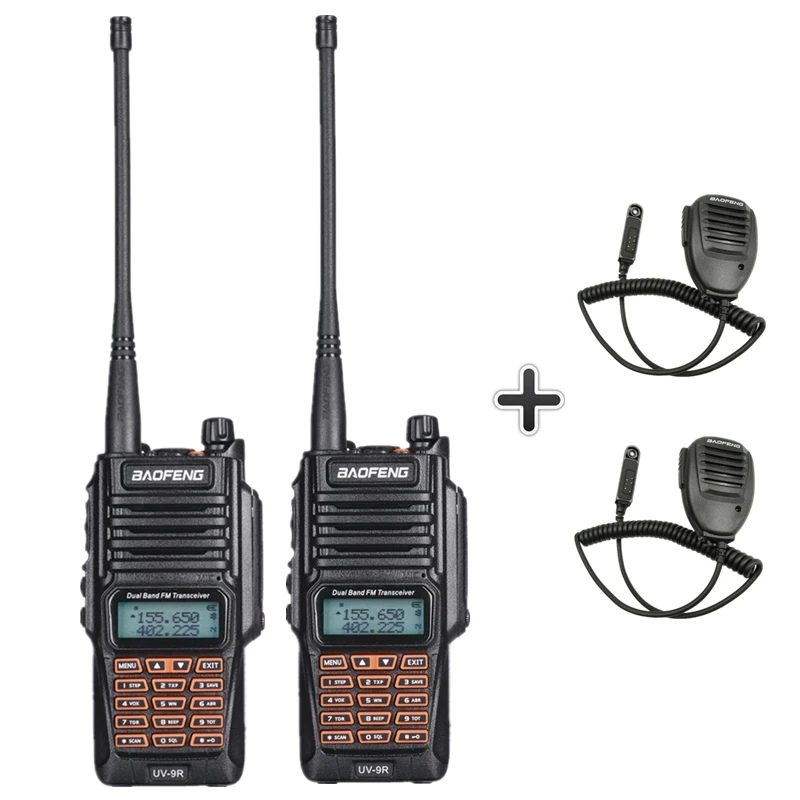 2 шт. Baofeng UV-9R 8 Вт 2200 мАч Водонепроницаемая рация Uhf Vhf IP67 Ham любительский CB радио UV9R Toki Woki крепление радио Мобильный UV 9R - Цвет: Add 2MIC Speaker