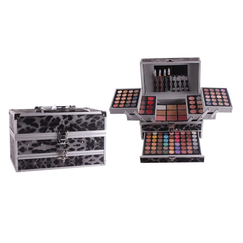 

MISS ROSE Professional Makeup Set Aluminum Box Three Layers With Flash Eyeshadow Lip Gloss Blush Powder Makeup Case Makeup Artis