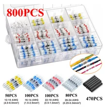 

300/600/800Pcs Solder Seal Wire Connectors Kit, Heat Shrink Butt Connectors Waterproof and Insulated Electrical Wire Terminals