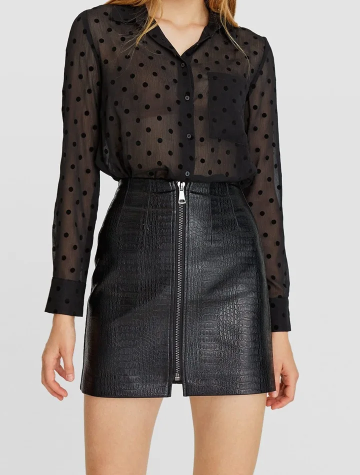 

Overplus of Goods Exported to Europe And US Women's Autumn & Winter New Style Y Front Zipper Decorations Dark Texture Design Sli