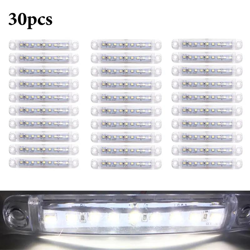 30PCS WHITE RXZ 50 шт. 24 В светодиодные фары для грузовиков 9SMD маркер светильник автомобильный Автобус Грузовик боковой маркер индикатор прицеп светильник задний боковой фонарь - Цвет: 30PCS WHITE