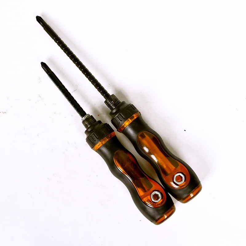 

Wholesale Hardware Hand Tools Dual Purpose Screw Driver Anti-slip Walking Stick-Shaped Handle PVC Extendable Ratchet Screwdriver