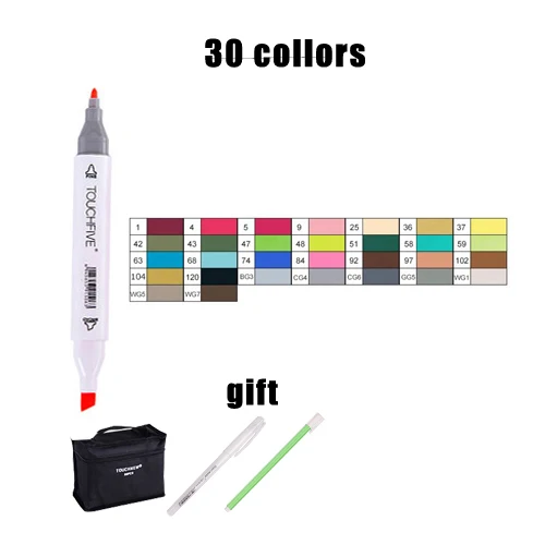 30 Colors TOUCHFIVE Спиртовой фломастер Touchfive для рисования, рисования, дизайна 30, 40, 60, 80, 168 цветов, двойная кисть, ручка для набросков, маркеры, товары для рукоделия - Цвет: 30 Colors TOUCHFIVE