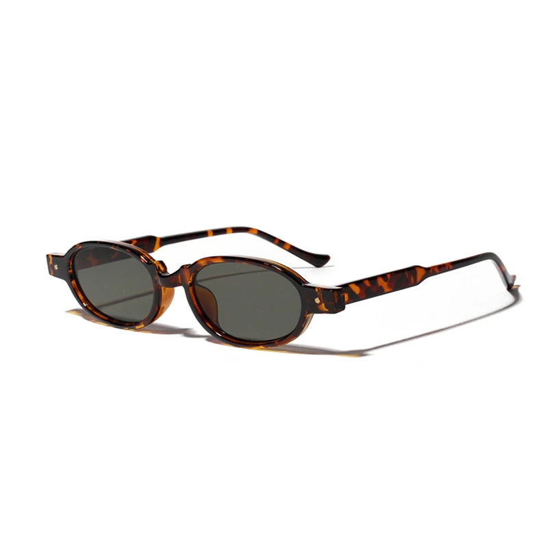 Zilead классические леопардовые ретро солнечные очки с заклепками для женщин маленькая оправа сверхлегкие летние модные Овальные Солнцезащитные очки мужские унисекс подарок - Цвет линз: 2