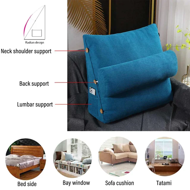 60cm Stereo Couch Bed Reading Backrest Triangular Lumbar Support Cushion  With Headrest Plush Back Pillow Sofa Bed Waist Cushion - AliExpress