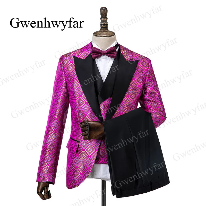 color 14 Gwenhwyfar, элегантный серебристый мужской костюм с рисунком орхидеи, s, официальный мужской костюм, 3 предмета, официальная одежда, мужской костюм, набор, мужской свадебный костюм - Цвет: color 14