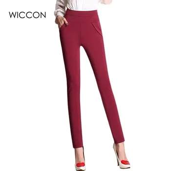 

Elegant high waist pencil pants for women office OL style work wear skinny Cargo pants female vintage trousers formal WICCON