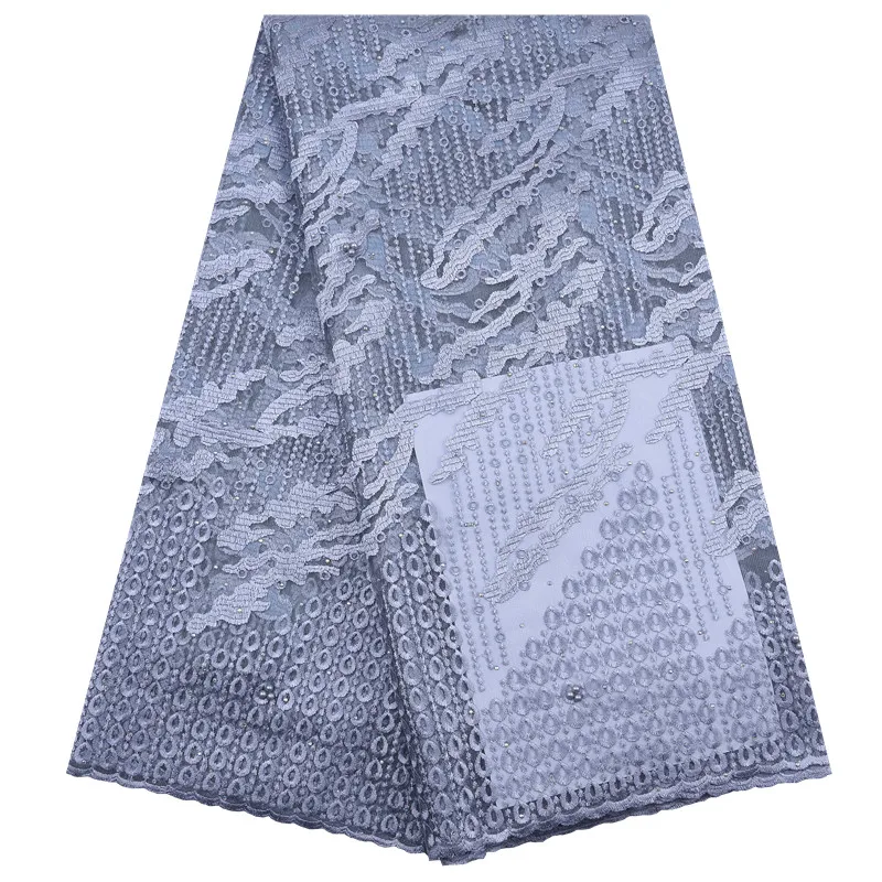 New gray African Lace Fabric High Quality Tulle with stone Water drops embroisery Nigerian milk silk for Wedding | Дом и сад
