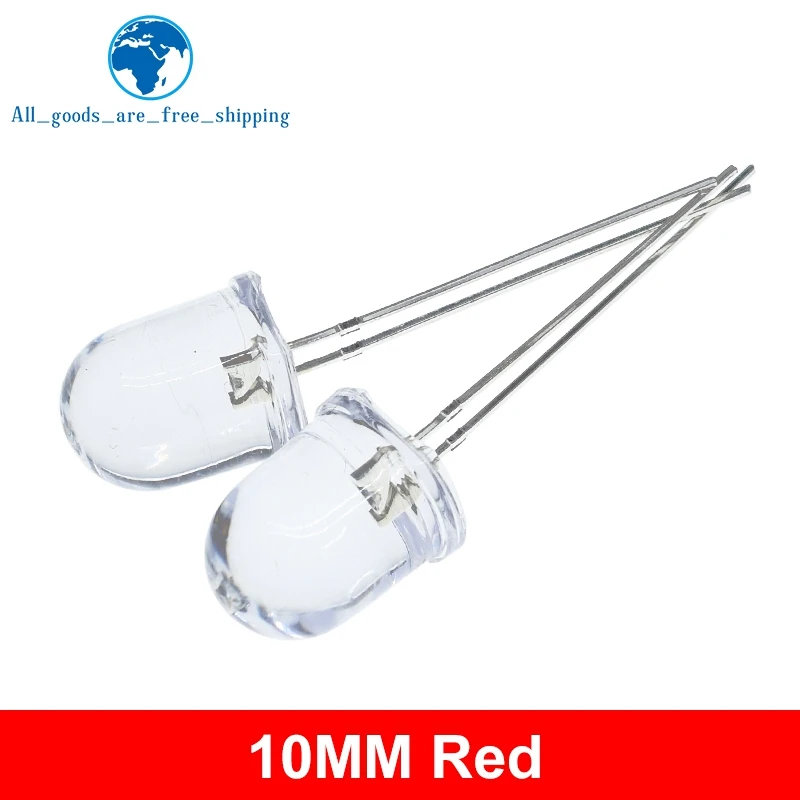 10/50 Stück 10 mm LED 5 Farben Rot Blau Gelb Grün Weiß Transparent 20 mA 0,75 W Ultrahelle runde LED-Leuchtdiodenlampe – Detail 10