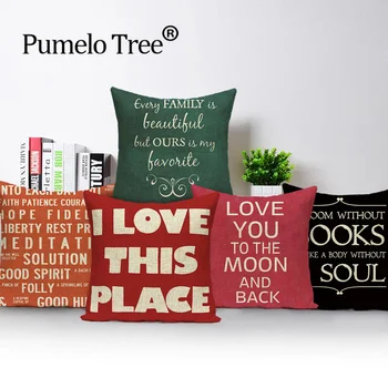 

2019 New Toss Pillow Cover Book Coffee Love Thinking Letter Pillow Case Seat Chair Square Linen Floor Home Decor Almofada Kissen