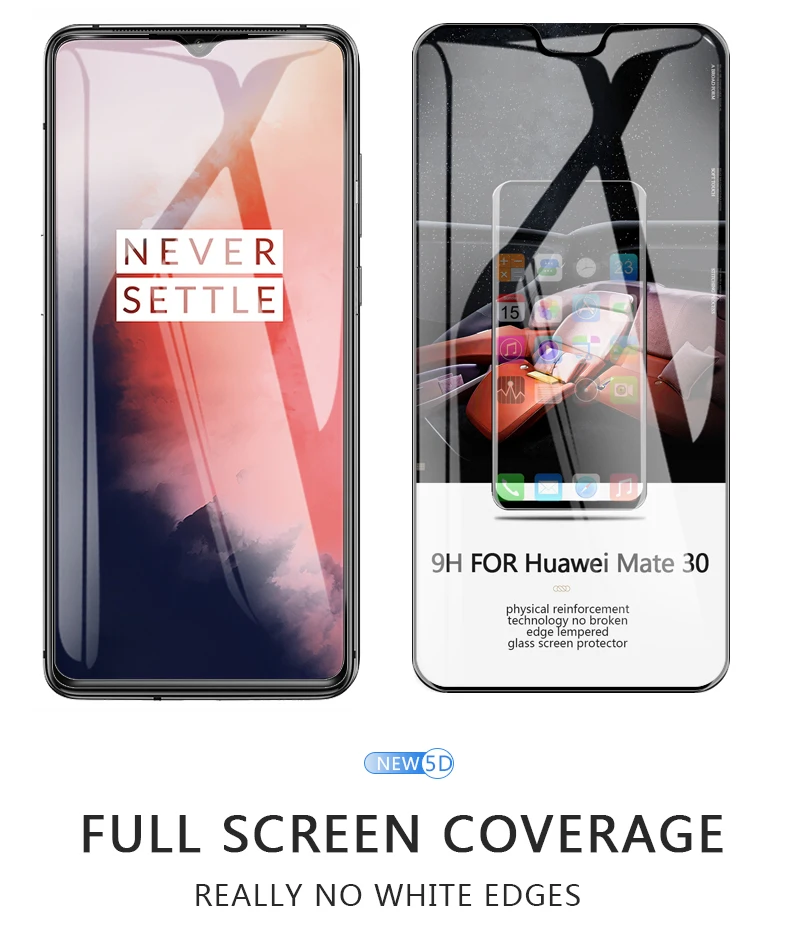 Для oneplus 7t pro стекло закаленное Полное покрытие one plus 7t Защитная пленка для экрана черная 1+ 7t защитное стекло 2 шт