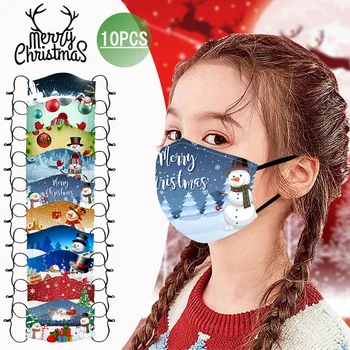 

10pcs Children Kid Mask Reusable Face Mask Cartoon Christmas Print Fashion Mask Protection Kids Mask Style mascarilla маски