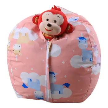 

Chair Cover Reduce Clutter Canvas Dustproof Storage Bean Bag For Blankets Home Large Cute Printed Toy Organizer Stuffed Animal