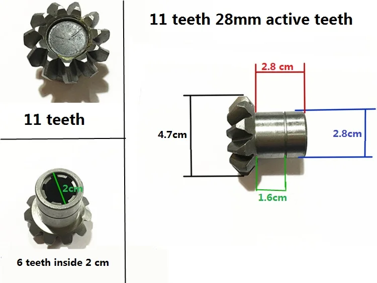 11 teeth OD 2.8 Трехколесная Шестерня заднего хода для мотоцикла шестерни аксессуары приводного колеса 150-300 активных зуб вспомогательный вал зуб - Цвет: 11 teeth OD 2.8
