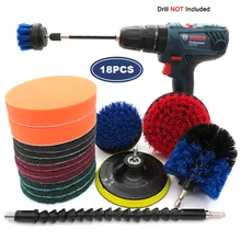 18 шт. насадка в виде Щетки Набор насадок, скрабы и губки, удлинение длительного крепления Все назначения чистой для ванной, ванной комнаты, кухни