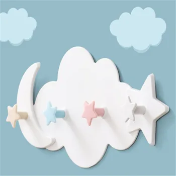 

Cute 4 Hooks Strong Adhesive Cloud Hook Kitchen Wall Hanging Creative Nail-free Seamless Rack Hanger Shelves Girls Kid Room