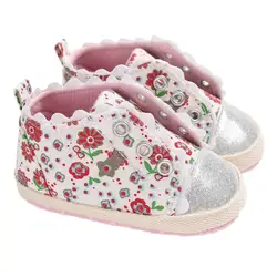 Новинка 2018 года; обувь для новорожденных; обувь для маленьких девочек с цветочным принтом; повседневная обувь с мягкой подошвой; первые