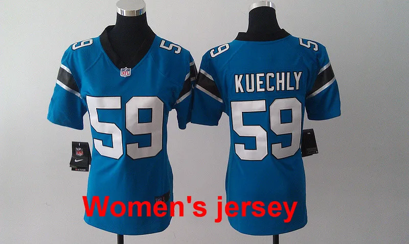 Красный A+++ для женщин, для девушек, сшитые, Carolina s ladies 1 Cam Newton 59 Luke Kuechly, Вышивка логотипов, Размеры s-XXL, Джерси - Цвет: Красный