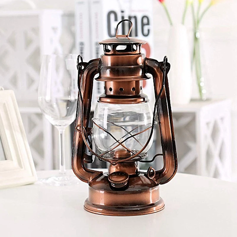 25Cm Iron Antique Bronze Oil Lanterns (Cover) Nostalgic Portable Outdoor Camping Lamp Leak Proof Seal Light | Спорт и развлечения