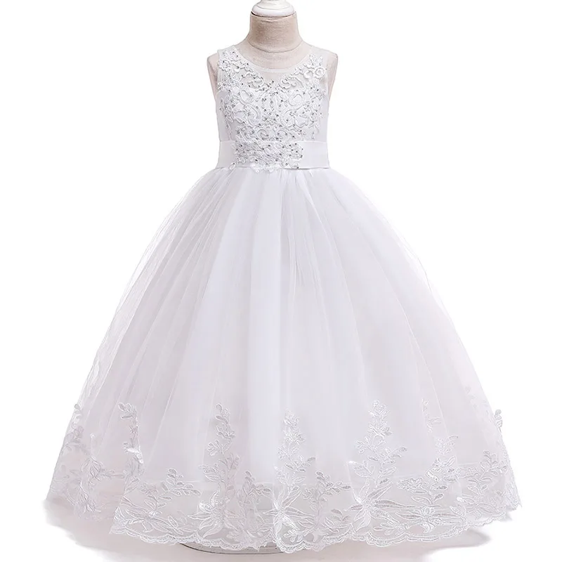 Girls Christmas White Pink Bridesmaid Long Princess Party Wedding Evening Dress 10 12 Y Vestidos girls dress maxi dress princess costume kids clothes children dance suit women evening dress