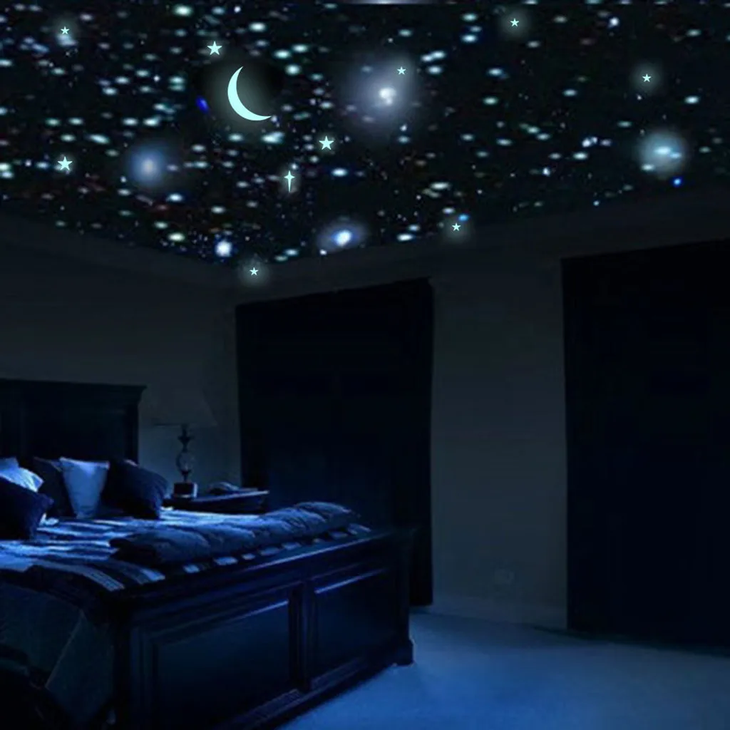 

Luminous Carved Star And Moon Fluorescent Stickers Children's Bedroom Stickers Glow In The Dark Star Wall Stickers 2020 hot